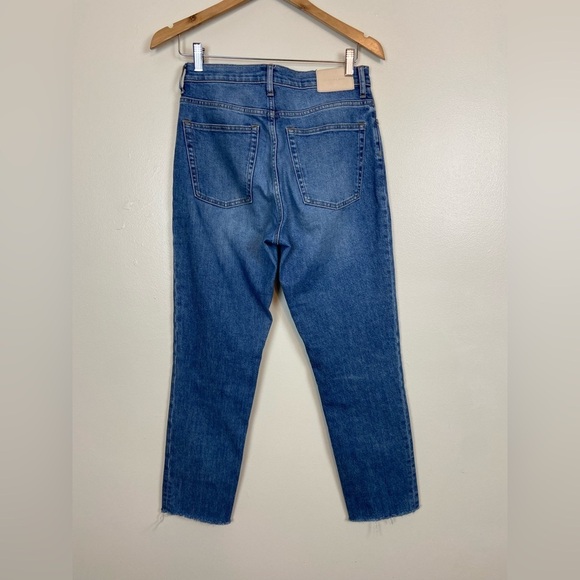 Everlane The Cheeky Jean Classic Blue Raw Hem High Rise Cotton Jeans - Picture 9 of 11